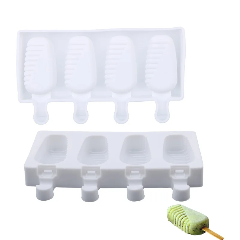 

4-cavity ice cream silicone mold and DIY homemade ice cream in various styles