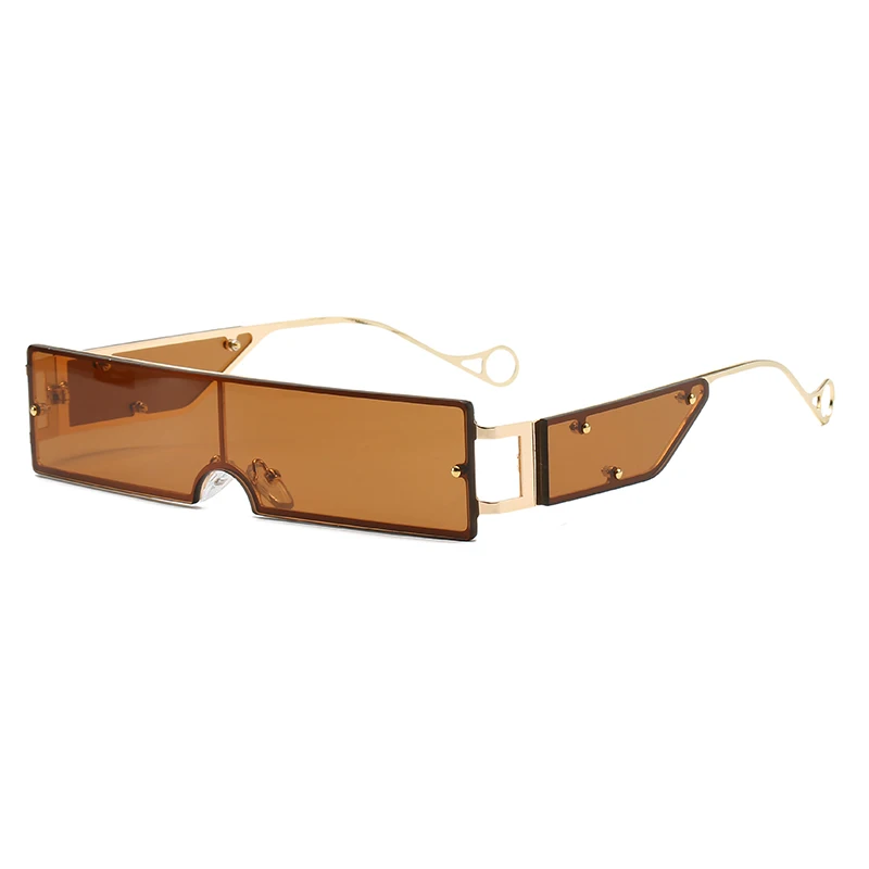

Latest fashion luxury classic one piece lens Rimless small rectangle sunglasses, Custom colors