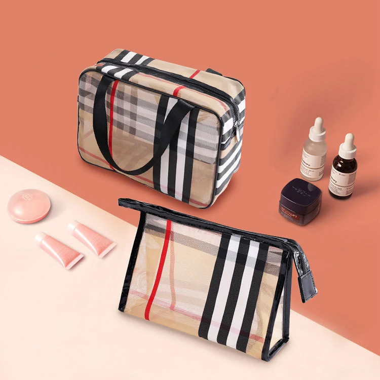 

2021 Fast Shipping Makeup Brush Bag In Stock Plaid Cosmetic Travel Bag Waterproof Beauty Pouch, 1 colors