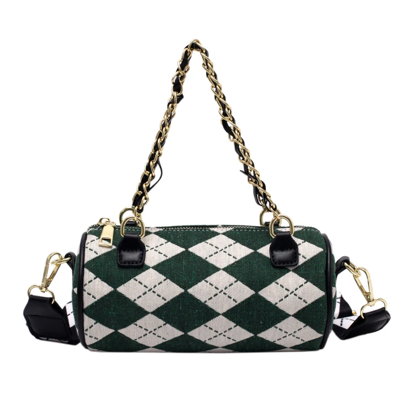 

2022 New Trendy Korean Style Custom Light Luxury Ladies One Shoulder Mini Canvas Barrel Handbag