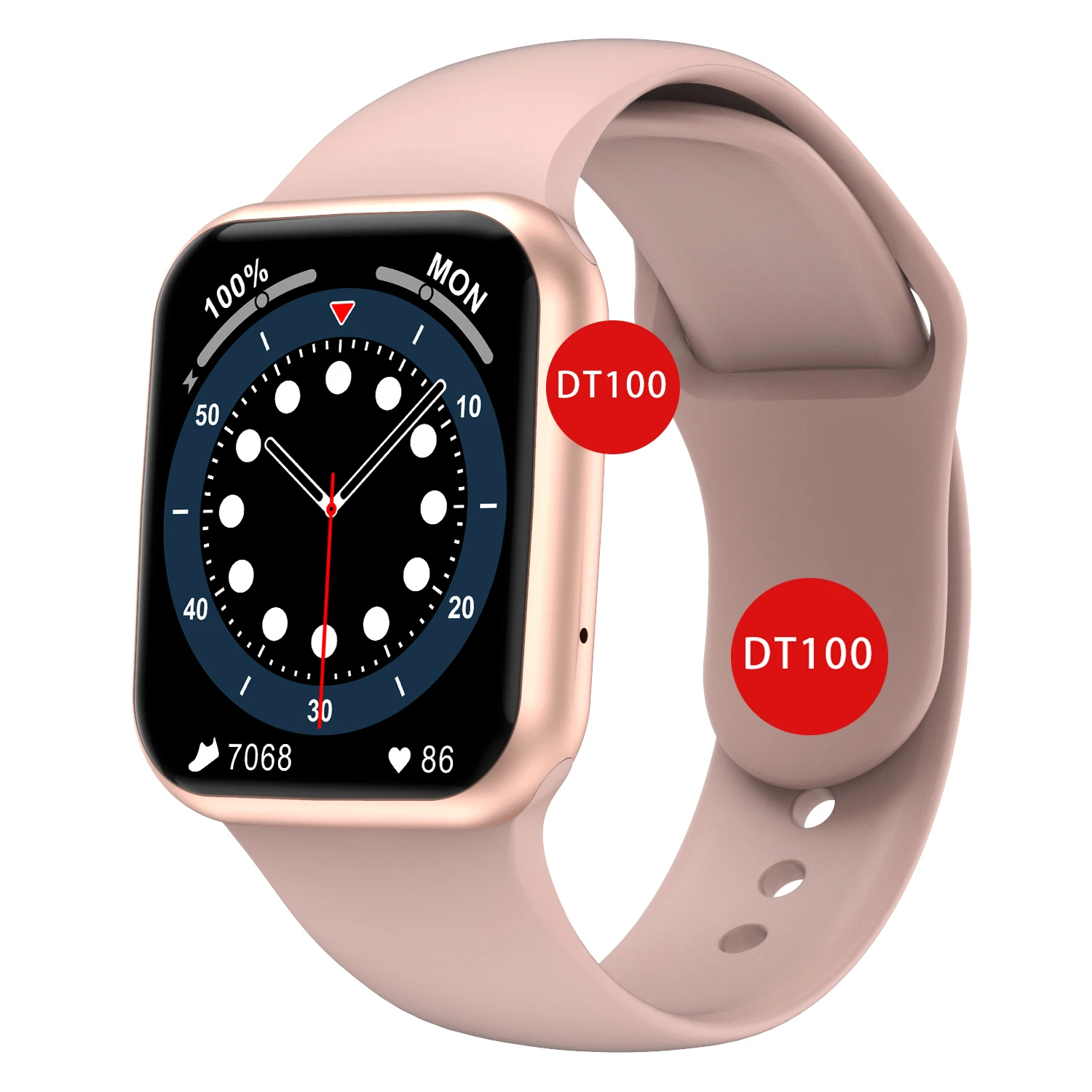 

New Display Weather Fitness Watch Heart Rate Reloj Inteligente Ip68 Split Screen Dt100 Smartwatch With Call Facilities