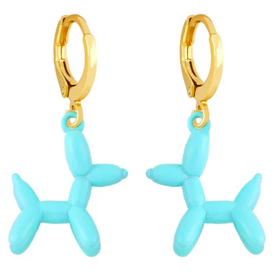 

Europe and America New Designs Retro Geometric Color Custom Earrings Designs Girl Wind Sweet Colorful Balloon Dog Earrings, As pic