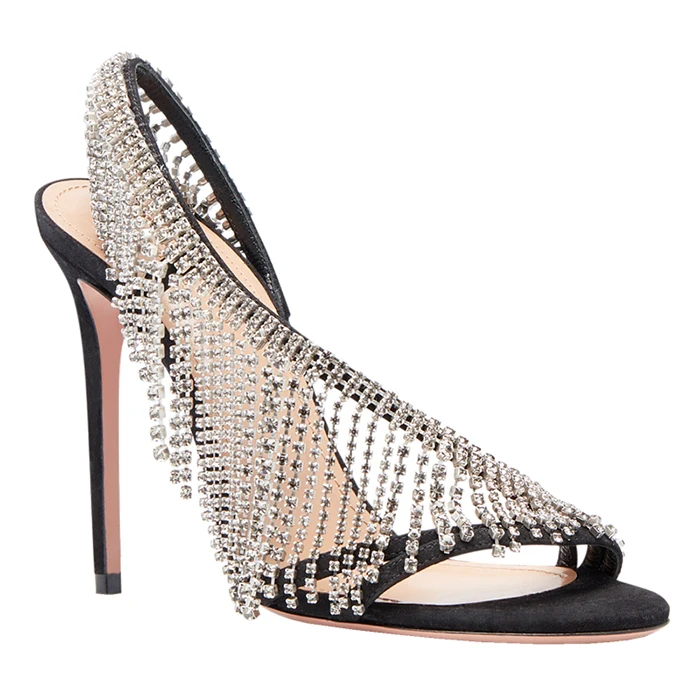 

Women heels 2020 Ladies open toe rhinestone rhinestone tassel custom sandals heel shoe for ladies, Customized
