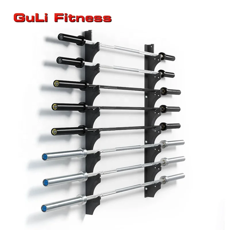 

Guli Fitness 8PCS Barbell Storage Rack Gym Equipment Wall Mounted Vertical OB Barbell Racks For OB86/72/47 Workout Fitness Bars, Black or customized