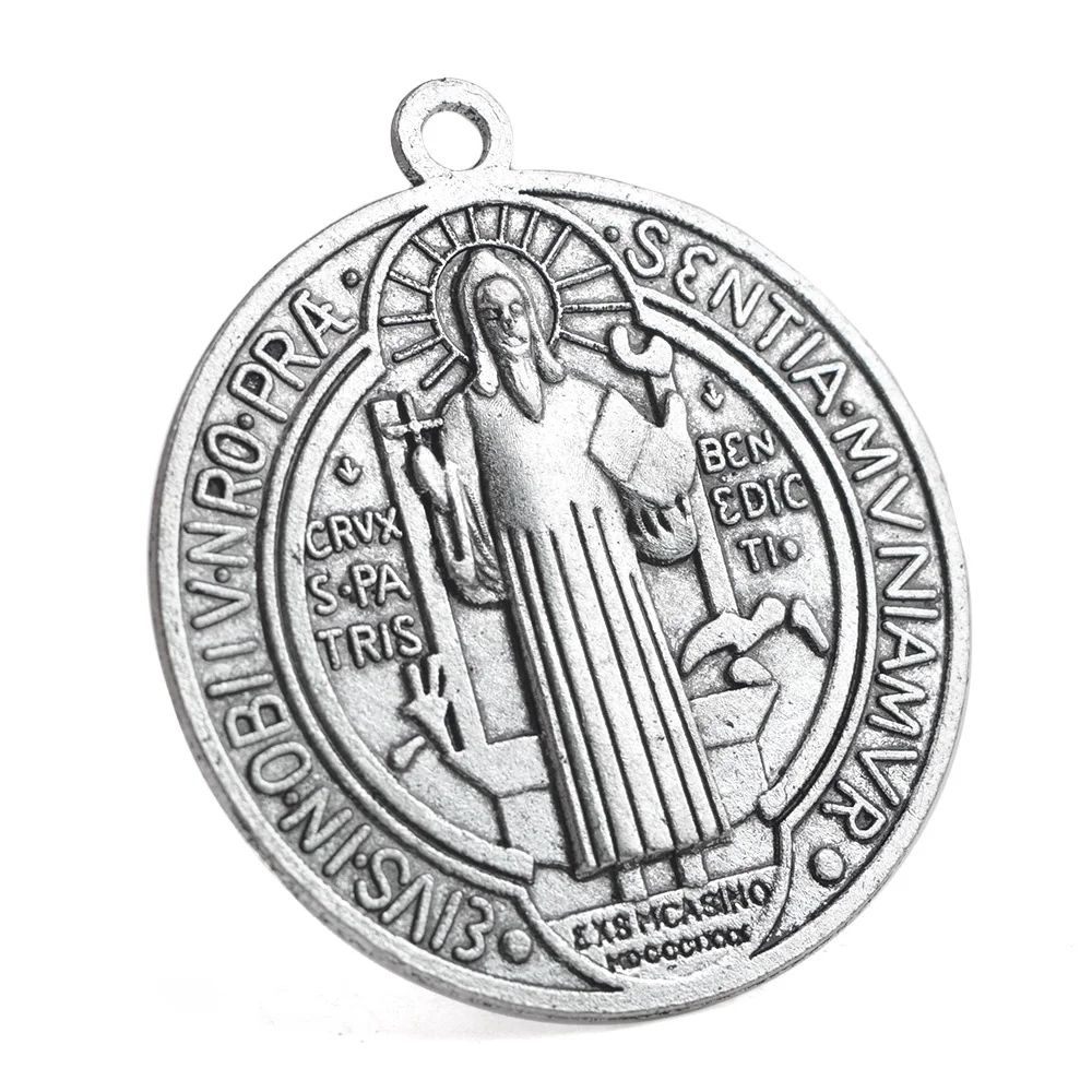 

Saint Benedict Medal for Necklace Making  Religious Metal Catholic Pendant