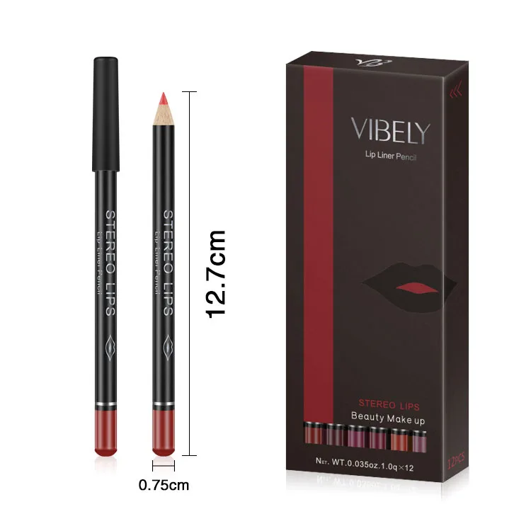 

Professional Vibely 12pcs/set Matte Lip Liner Set Waterproof Pencils Lip Long Lasting Lipliner, 12 colors