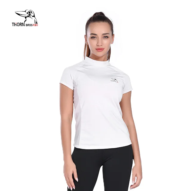 

Fitness & yoga suit women stand collar show thin sexy running sport t shirt tiktok breathable with dry running