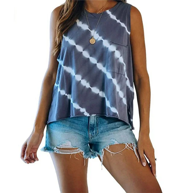 

summer new large size round neck printed vest top, Picture color