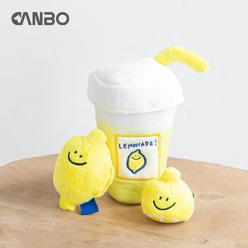 

Korean Hot Sale Lemon Tea Squeaky Dog Interactive Toys Dog Puzzle, Yellow