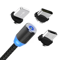 

DIHAO 2.4A 3 in 1 LED Magnetic Charging Cable Upgraded Nylon Braided Magnet USB Charger Cable for Samsung iPhone Charger