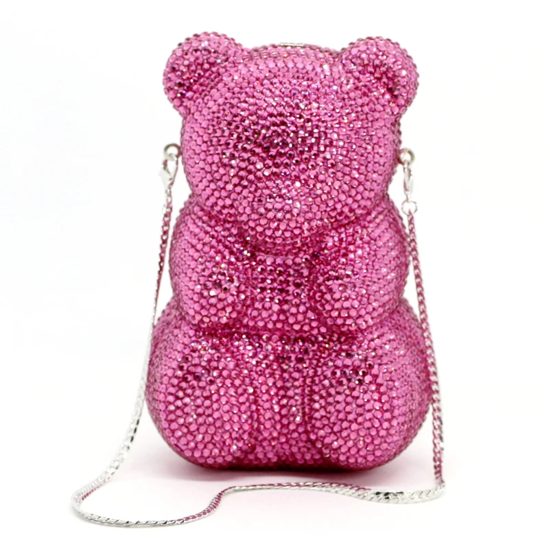 

Novelty MINI Teddy Bear Animal Women Crystal Bags Party Cocktail Rhinestone Handbags Evening Clutch Purse