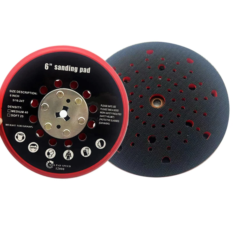 

RSM6045 6 inch 150mm dust free backup pad hook and loop sanding pad Multi holes