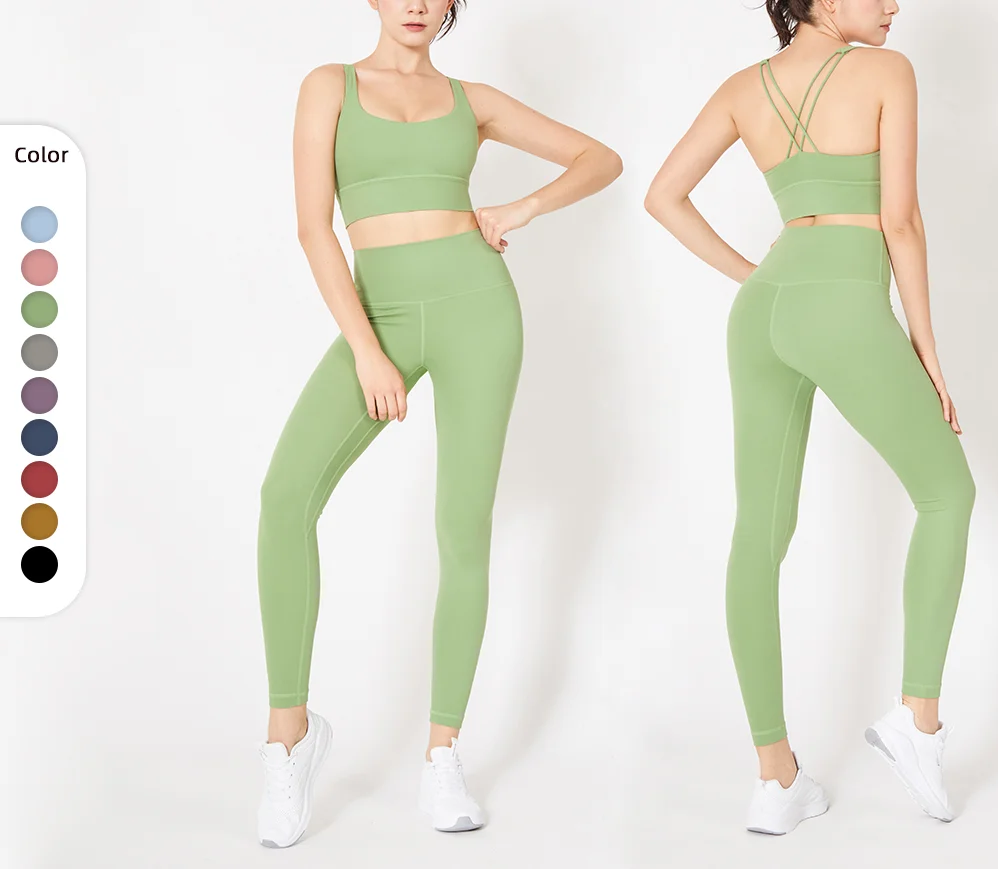 

2021 Spring Plus Size XXL Custom Fitness Yoga Pants Compression Workout Leggings Crop Tops Suits Sports Bra Set