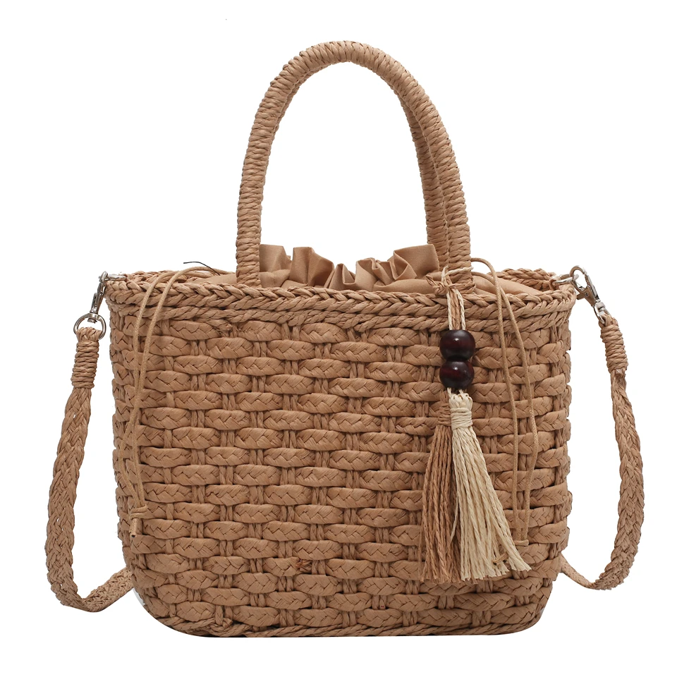 

HONGRUI natural straw bag hand woven handbags women Woven handbag, Beige, khaki