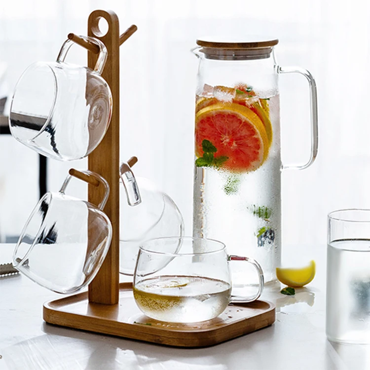 热销玻璃投手冰茶饮料玻璃水瓶带手柄 - buy 玻璃水瓶水壶玻璃水壶