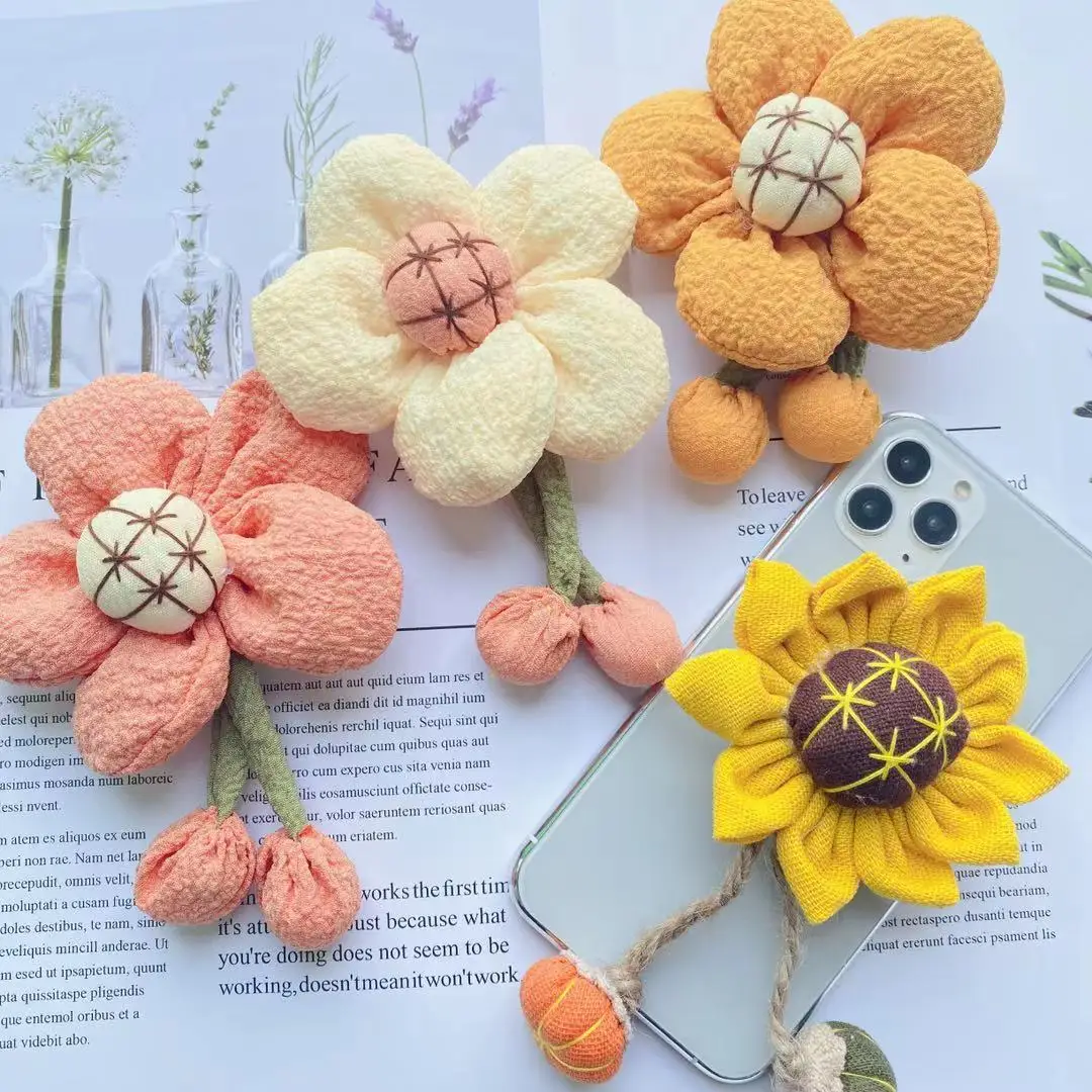 

Fabric Sunflower Turnsole Flower Universal Foldable Airbag Mobile Accessories Phone Socket Holder Cellphone Stand Grip, Various