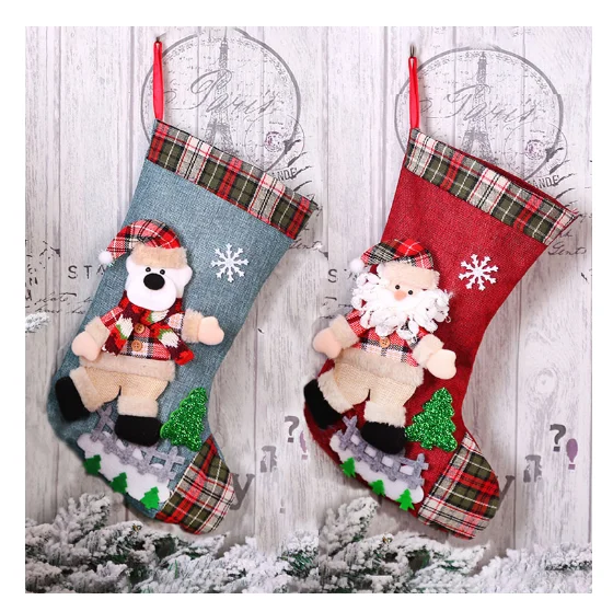 

Merry Christmas 2021 Stocking Noel Christmas ornament Decorations for Home Navidad Socks Xmas Tree Decoration Natal Decor