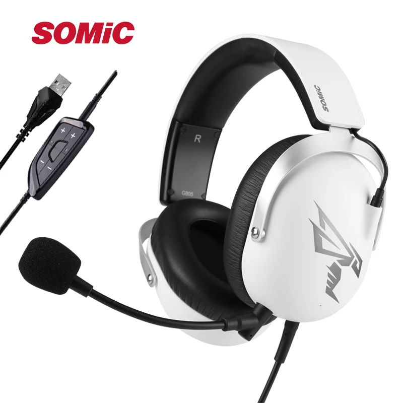 

SOMIC G805 virtual 7.1 surround sound vibration steel series headset wire 3.5mm USB gaming handsfree headset game with mic