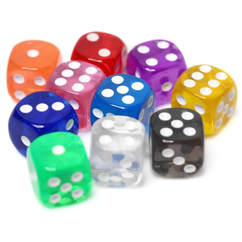 

6 Sided  Transparent Dice Die with Round Corner for DND, MTG, RPG, Tenzi, Yahtze, Bunco, Table Borad Games, Math Teaching