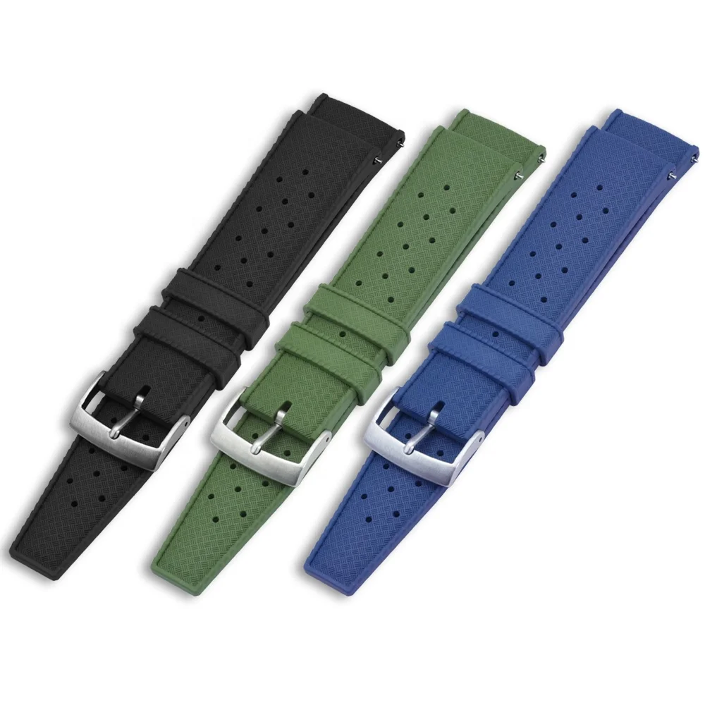 

Retro Tropical Style FKM Rubber Watch Band 18mm 20mm 22mm Silicone Nato Strap Wrist Bracelet Strap For Apple Watch SE 6