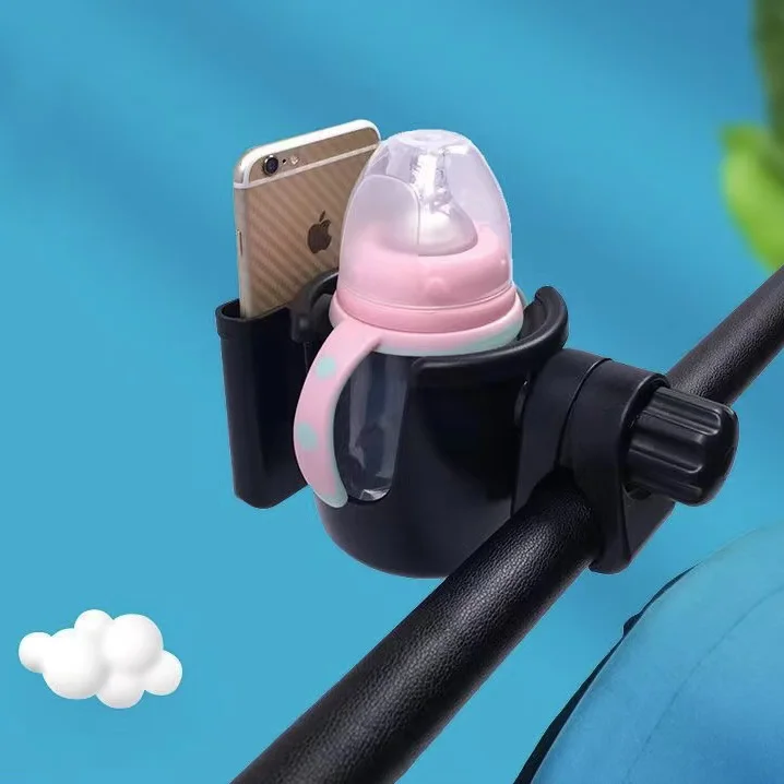 

Brightbebe 2 in 1 stroller cup and phone holder bottle rack Silicone Mat Universal cup holder for stroller, Black