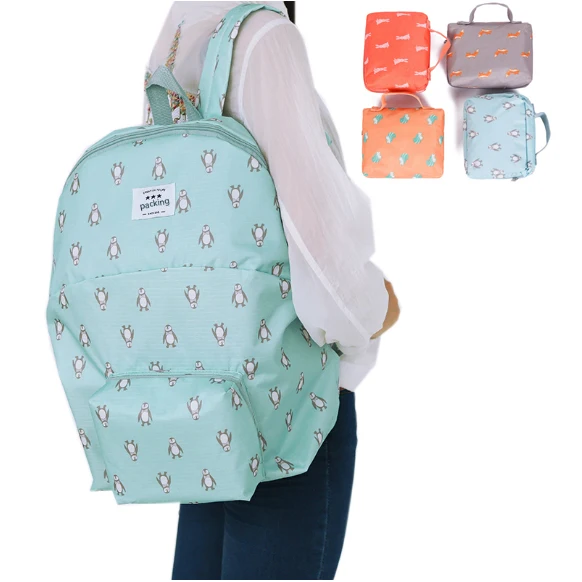 

Trendy Backpack Cartoon Animal Pattern Backpack Waterproof Foldable Backpack