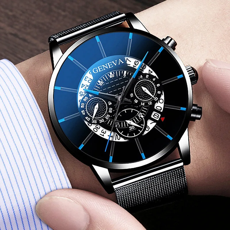 

2021 Men's Reloj Hombre Relogio Masculino Stainless Steel Calendar Quartz Wristwatch Men Sports Watch Geneva Clock hours