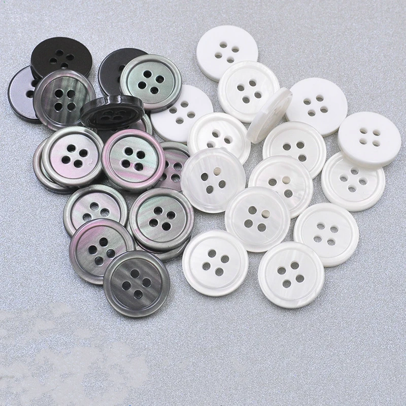 

Small Natural White Black Shirt Custom 4-Holes Mother Of Pearl Buttons For Clothes, Customize different colors,