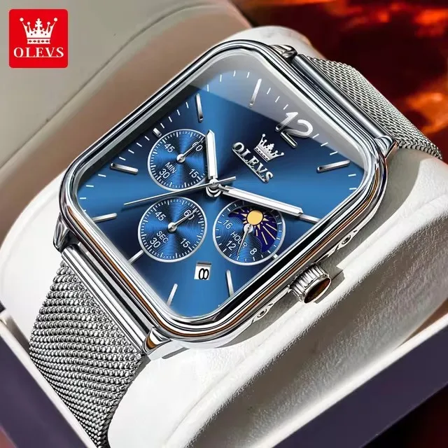 OLEVS 9914 Men Quartz Watches Ultra-Thin Minimalist Waterproof Fashion Watch for Bracelet Stainless Steel Mesh Band Wristwatch