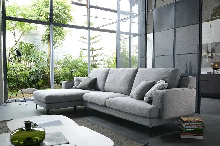 China manufacture 3 seats and couch fabric modern european cheap sectional corner sofa