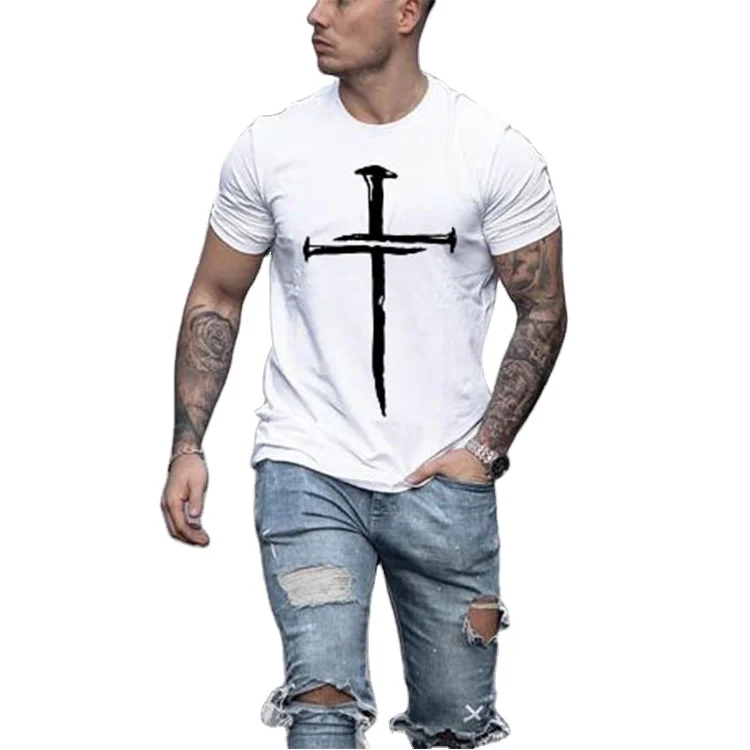 

2021 New model exclusive customization Men's Sports Collar T-Shirt cross-printed round collar leisure sport T-shirt