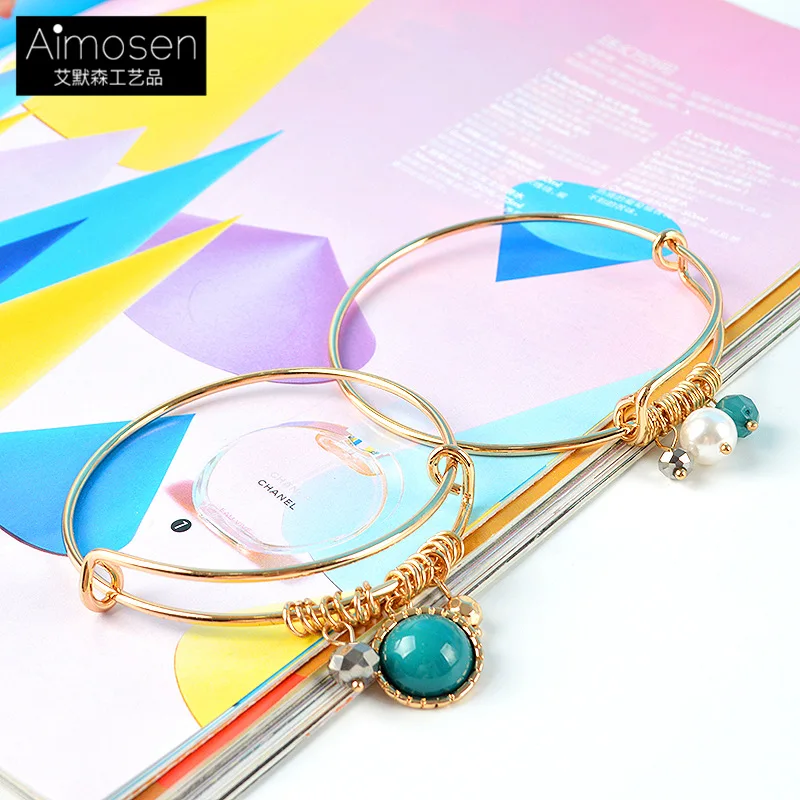 

Women Jewelry Gold Plated Wholesale Cheap Gold Jewelry Charm Bracelet Expandable  Wire Bangle Bracelet