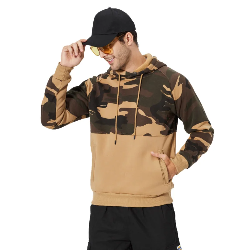 

2020 Mens Customized Logo High Quality Oversized Camouflage Pullover Casual Sweatshirt Fitness Hoodie Wholesale, As picture