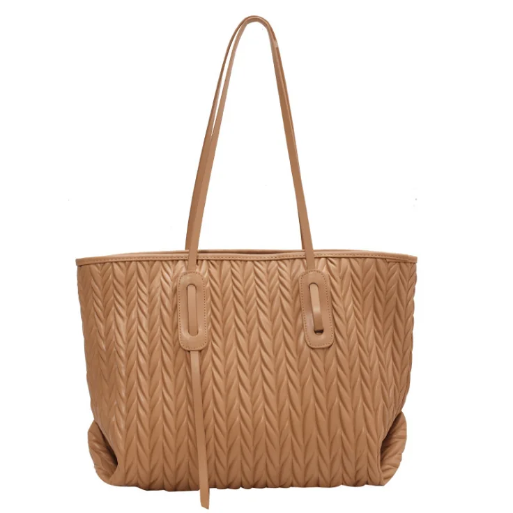 

New Arrial Fashion Knitting Bag Knitted Tote Bag Oversized PU Tote Bag, 4 colors
