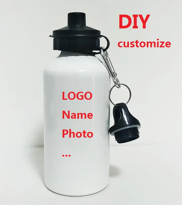 

500ML Bottle DIY customize colorful print LOGO photo Travel Sport Easy take bike with hook for bag Aluminium Portable Update