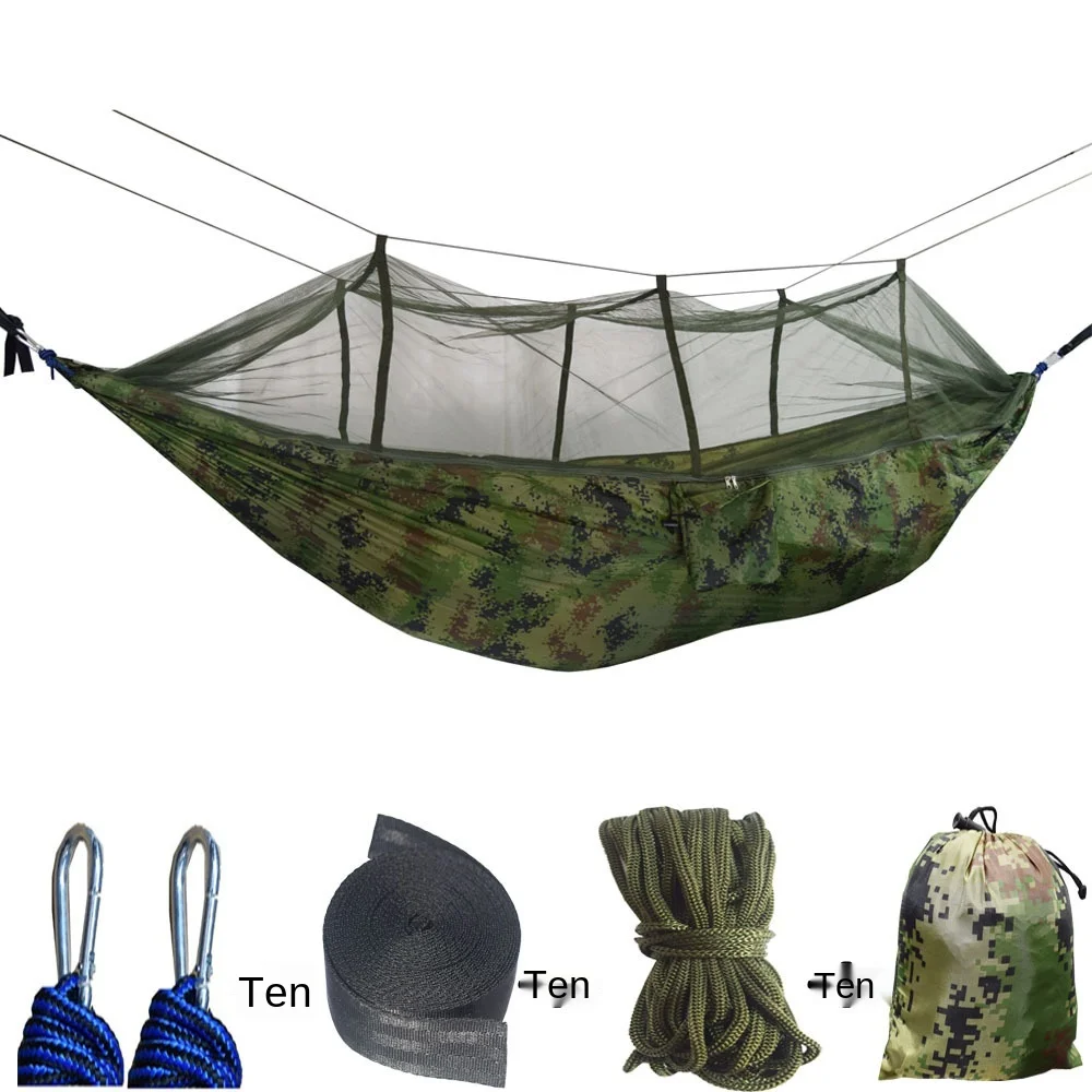 

Maideng Camping Hammock Portable Indoor Outdoor Tree Hammock Lightweight Nylon Parachute Hammocks for Backpacking, Travel, Beach, Army green, camouflage, patchwork color