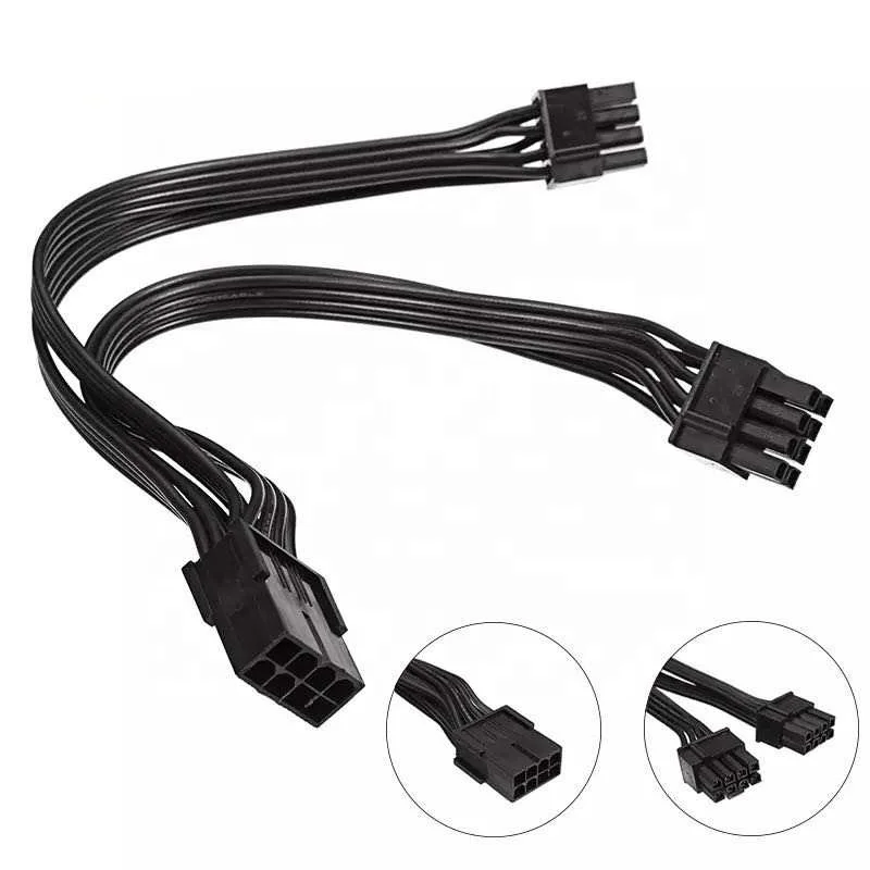 

Black 20cm Graphics Card 8 Pin Female to 2*8P(6+2)pin Extention Power Cable Male PCIe PCI Express 4 Lines 18AWG Cable