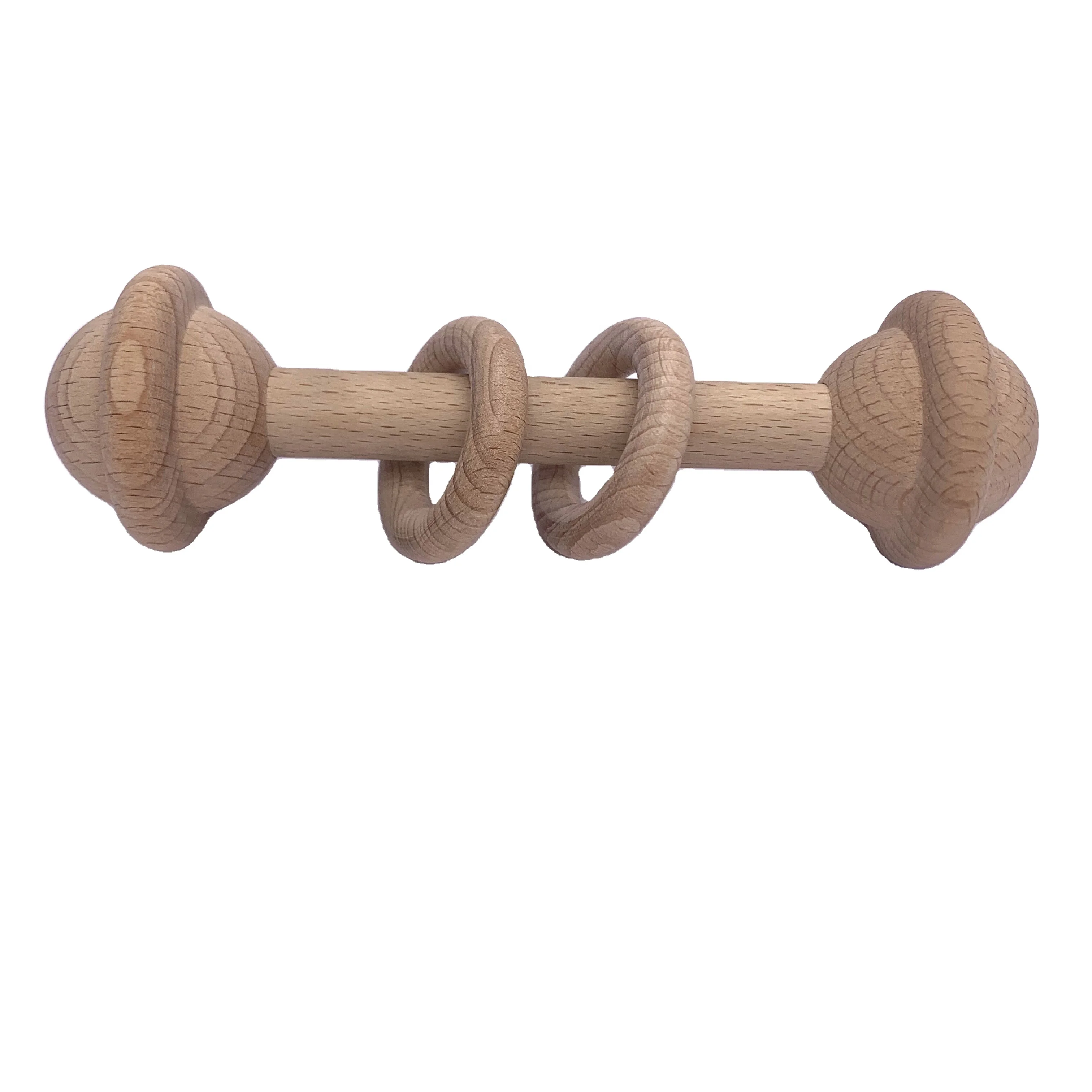 
Organic Beech Wood Ring Teether Wooden Baby Rattle Teething Toys 