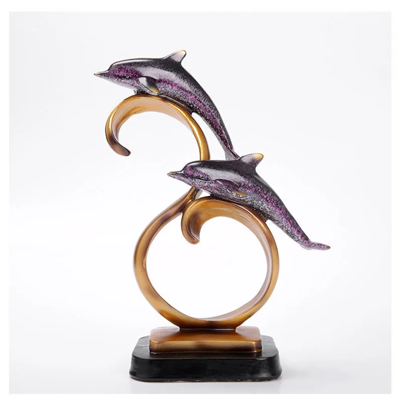 

Creative dolphin shape decoration resin home decoration European luxury home decoration, As picture