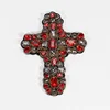 Kavatar Red Cross Rhinestones Beaded Patches Decoration For Garment