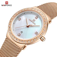 

NAVIFORCE 5005 Luxury Ladies Crystal Watch Waterproof Rose Gold Steel Mesh Belt Quartz Women naviforce Female reloj