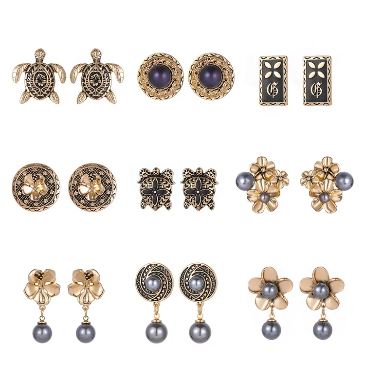 

Women Jewelry Fashion Designer Zinc Alloy High Quality Clip On Earrings Hawaiian Ear Clips, Golden