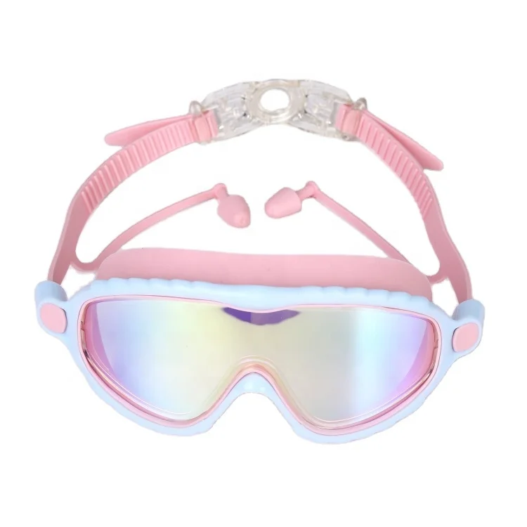 

2021 new kids swim pink anti fog protection swimming goggles