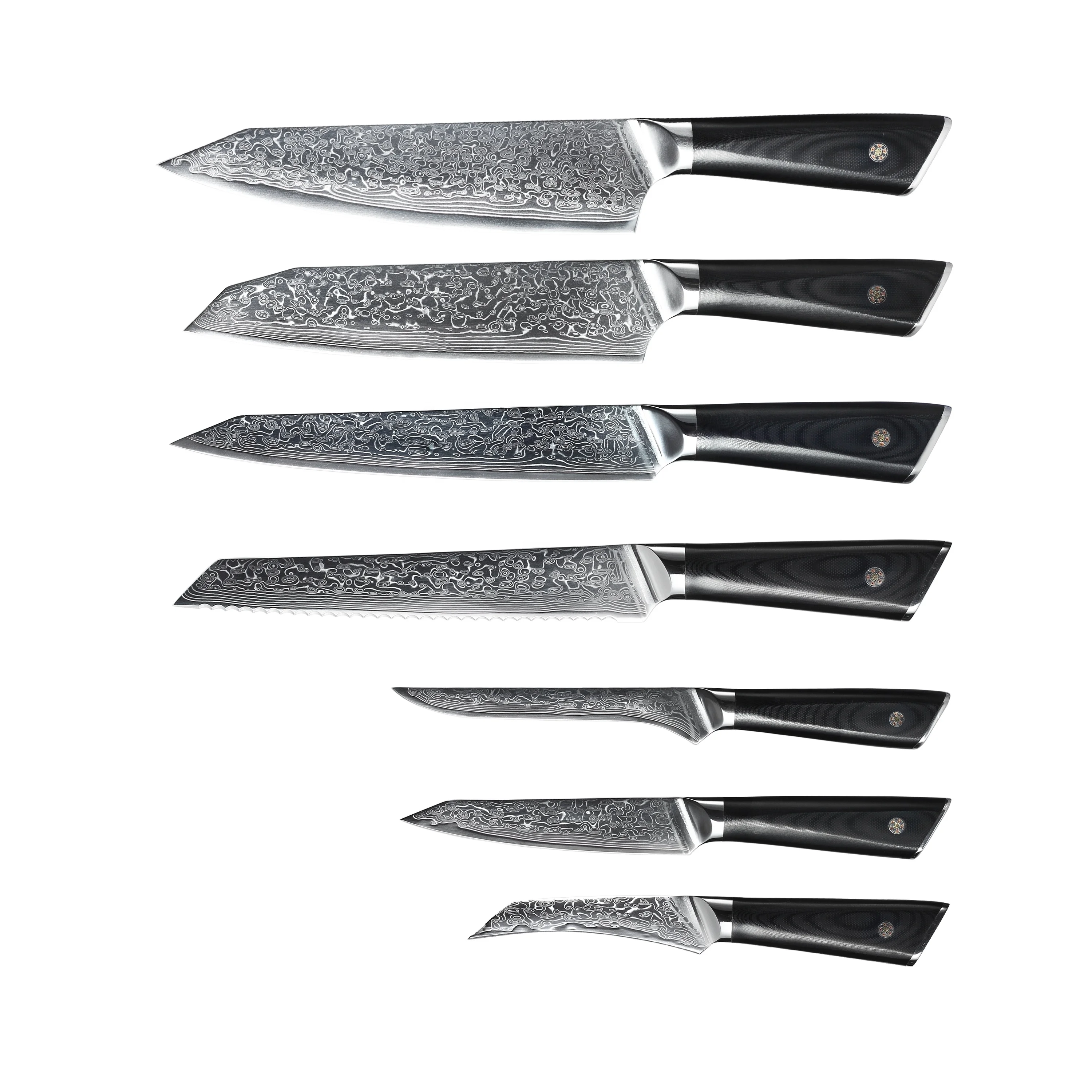 

luxury high quality kitchen knife set Damascus VG-10 steel core 67 layers kitchen chef knives set
