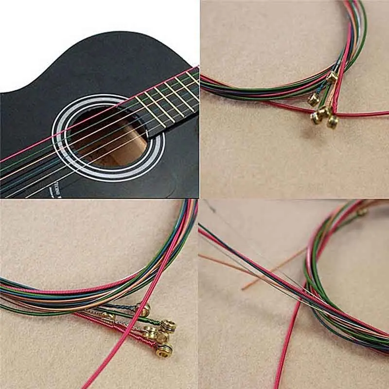 6pcs/set Acoustic Guitar Strings Colorful Guitar Strings Acoustic Folk
