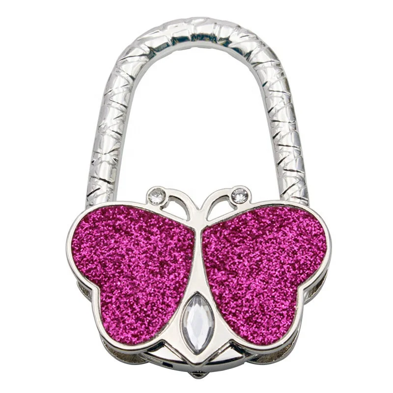 

Cute Butterfly Design Zinc Alloy Material Handbag Hanger Table Hook, Silver