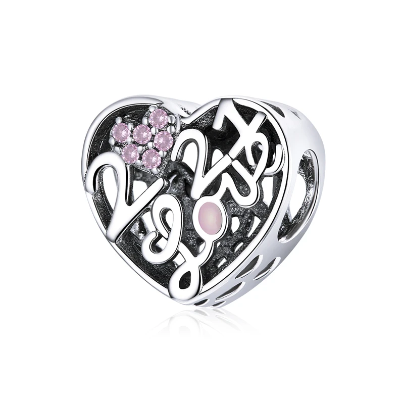 

SCC1743 2021 heart bead for bracelet making silver 925 charms jewelry