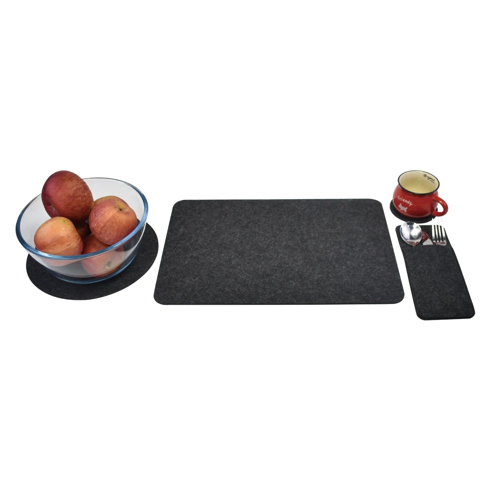 

2021New promotion Home Decoration Custom absorbent drink Rectangle wool felt table mat placemat, Customized color