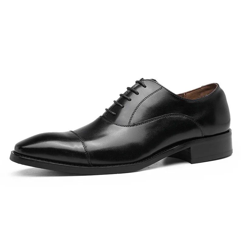 

Custom Wholesale Genuine Leather Men's Sneakers Formal Up Latest Casual Autumn Dress Shoes Man, Black
