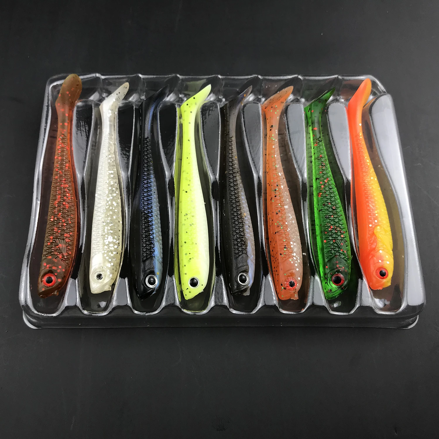 

Silicone fishing lures 7.5cm 2g mix color t tail soft bait artificial shad lure bionic lure swimbait, Mix colors